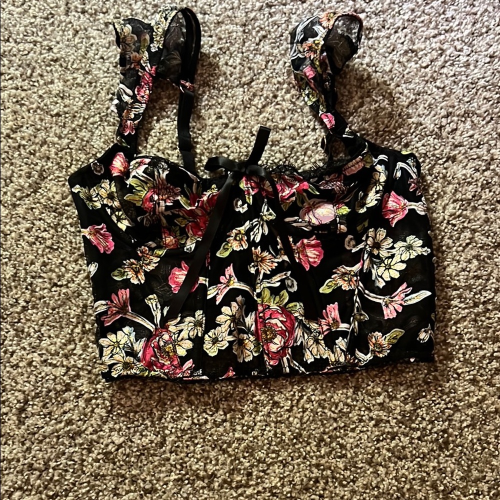 Victoria's Secret Pink and Red Embellished Crop Tank Top